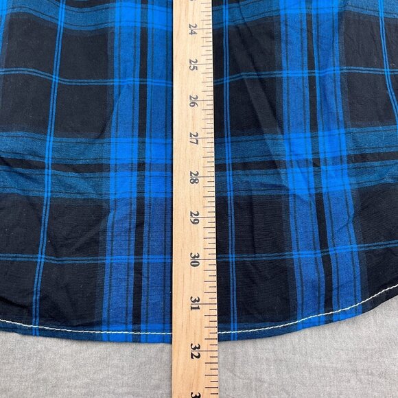 Cavender Rafter C Shirt Men Small Blue‎ Black Plaid Flex 45 Snap Cowboy Western - Picture 9 of 11